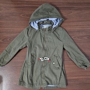 Kids Olive Hooded Raincoat